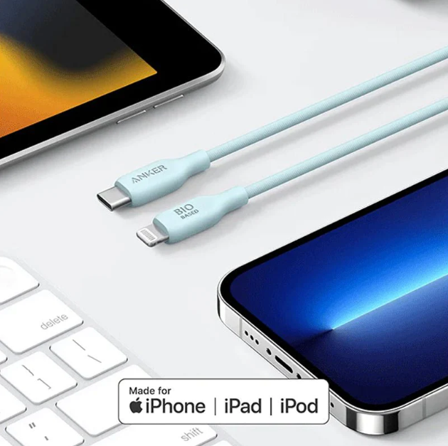 كيبل أنكر 542 من نوع USB-C إلى Lightning (6 أقدام) | أزرق كيبل أنكر 542 من نوع USB-C إلى Lightning (6 أقدام) | أزرق